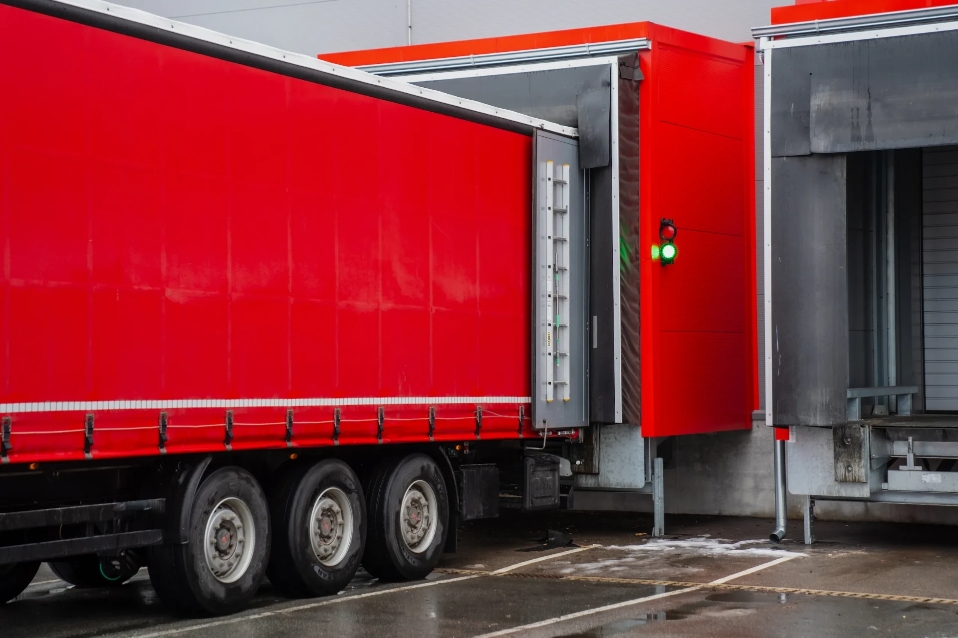 Cross-docking truck on highway